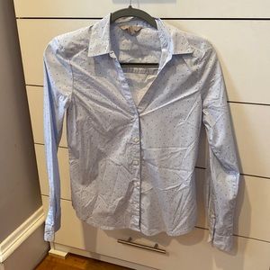 H&M Button Up. blue polka dots.